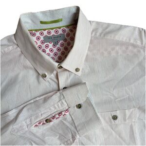 Ted Baker Shirt Mens Size 5 XL Cotton Long Sleeve Button Up Preppy‎ Work Luxury